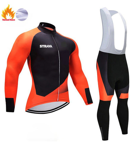 STRAVA Pro Team Winter Cycling Clothing Breathable Ropa Ciclismo Long Sleeve MTB Bicycle Clothing Outdoor Sport Clothes